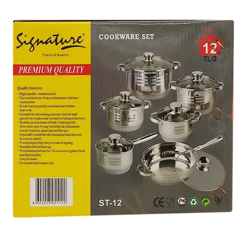 Signature 12 Pieces Stainless Steel Cookware Set ST12.