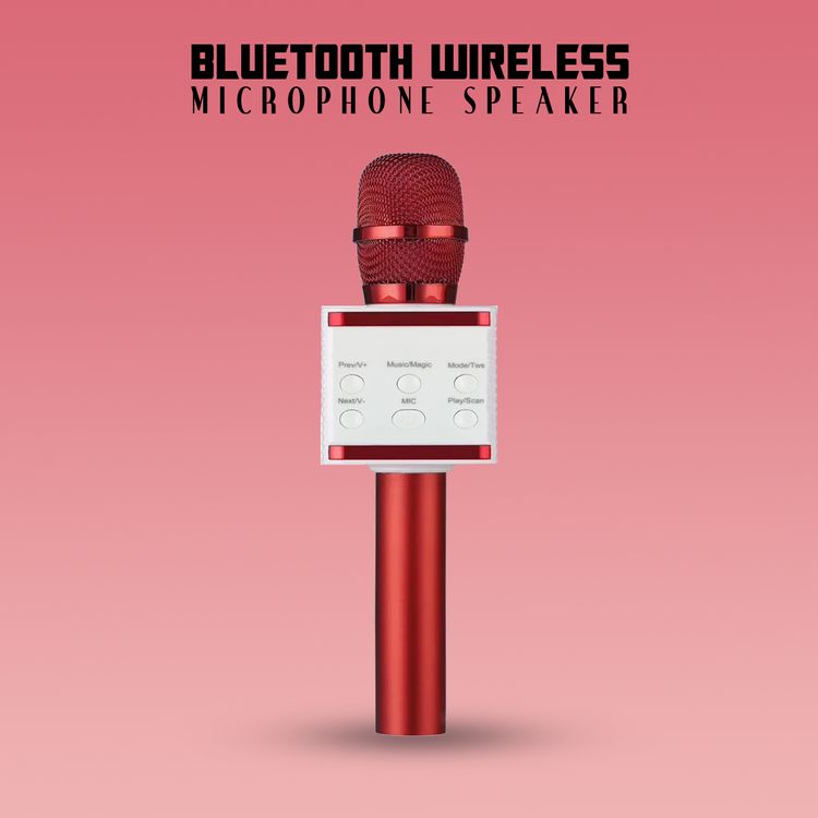 Generic Bluetooth Speaker Mic Karaoke Microphone V7 - Red With White