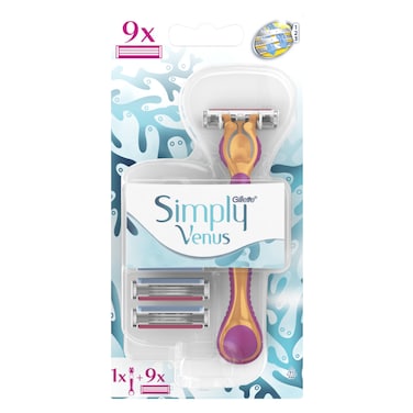 Gillette Simply Venus 3 Cartridge Shaver With 9 Shaving Blade