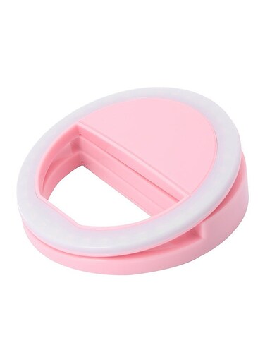 Generic Portable Selfie Light Ring Clip LED Flash Pink/White