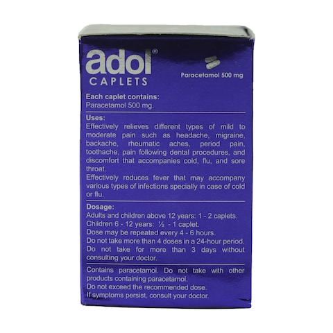 Adol Paracetamol 500mg 96 Capsules