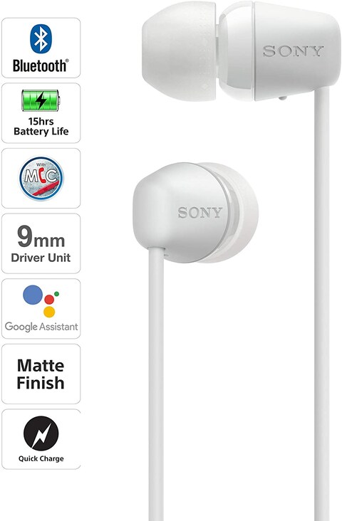 Sony Wi-C200 Wireless Neck-Band Headphones With Up To 15 Hours Of Battery Life - White