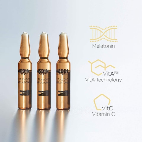 Isdin Isdinceutics Flavo-C Melatonin Night Repair Serum (10 Ampoules)   Stimulates The Antioxidant Defences Of The Skin