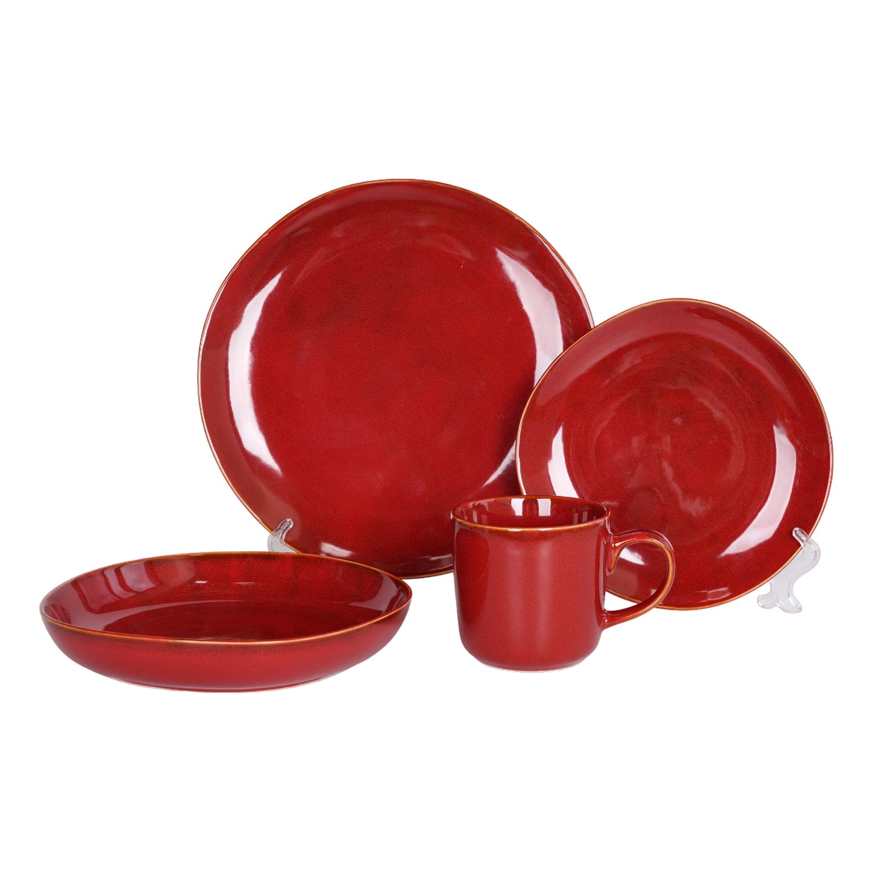 New Bone China Dinner Set Burgundy 16 PCS Online Carrefour UAE