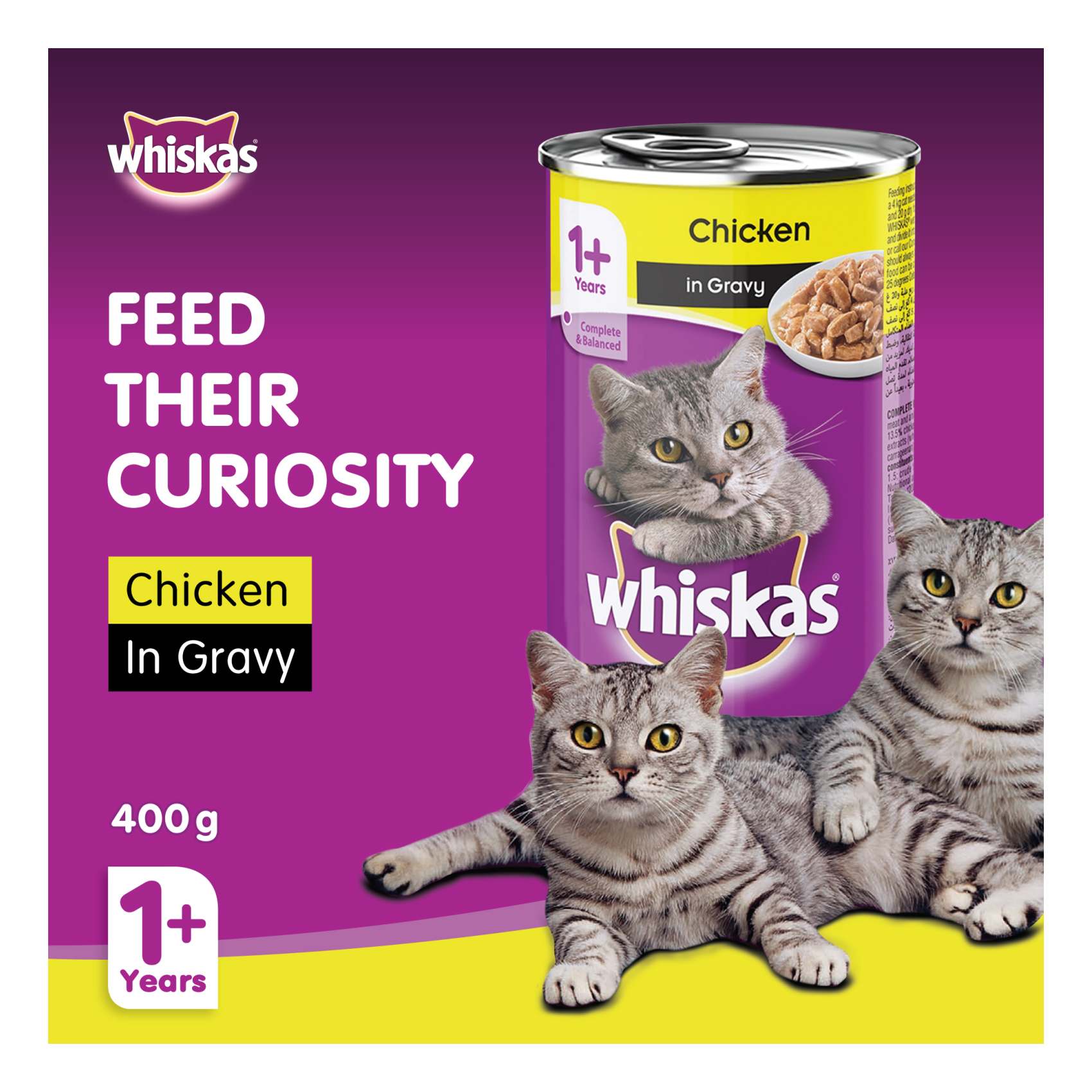 Whiskas Chicken in Gravy Can Wet Cat Food 400g