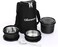 SOPL-OLIVEWARE Oliveware Boss Pro Lunch Box With Steel Spoon, Microwave Safe &amp; Leak Proof, 3 Inner Steel Containers With Bpa Free Airtight Lids (290Ml, 450Ml, &amp; 600Ml), Fabric Bag (Black)






