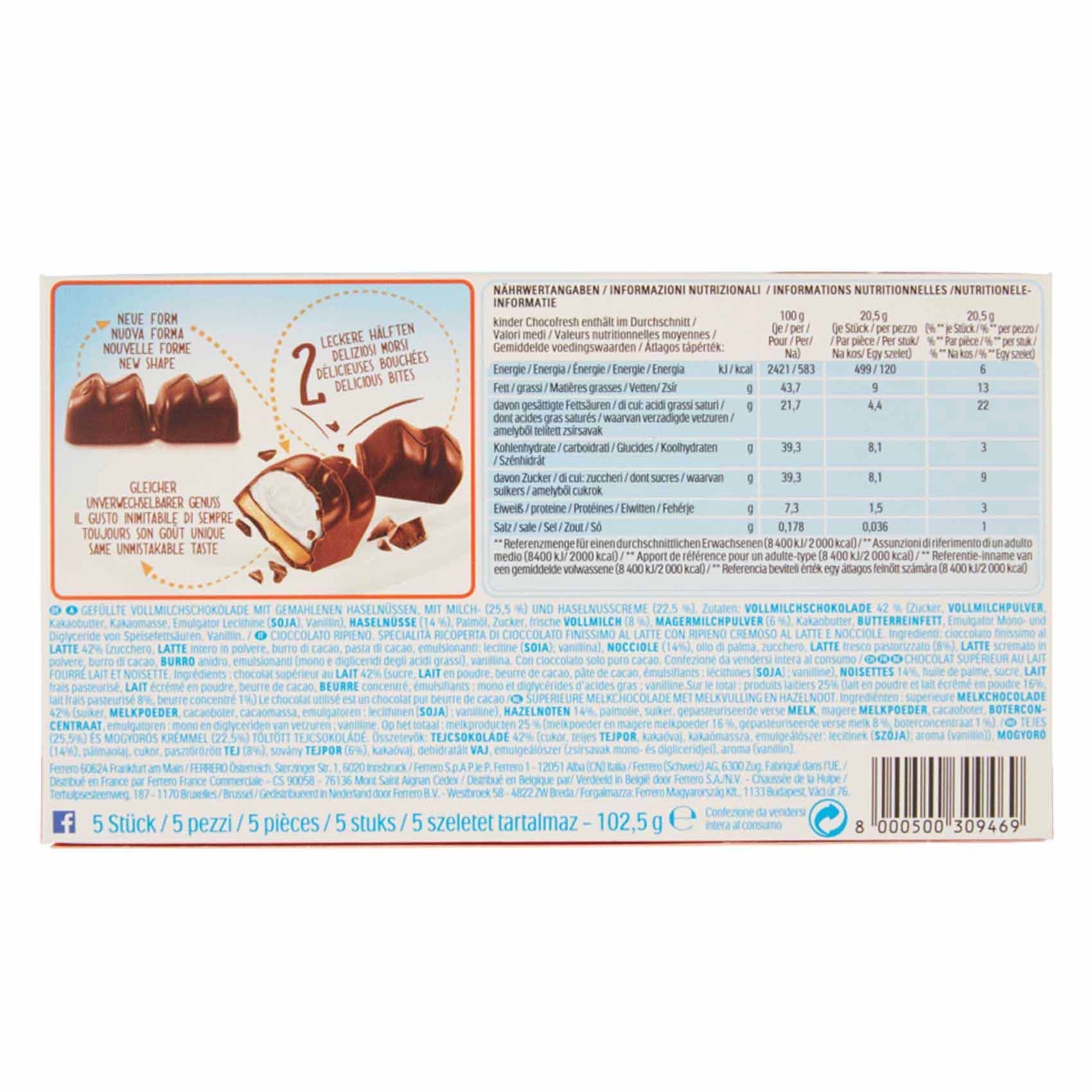 Kinder Choco Fresh Chocolate 21g Pack of 5