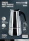 Royalford 4 Cups Stainless Steel Espresso Maker/Moka Pot- Rf10943 Rust And Corrosion Resistant Body With Comfortable Handle Equipped Safety Valve Strainer Silver