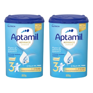 Aptamil Advance Junior Growing Up Formula Milk, Stage 3, from 1 to 3 Years, 800g, Pack of 2