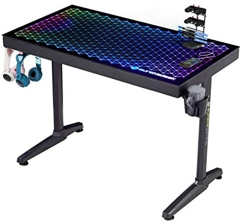 Eureka Ergonomic Tempered Glass RGB Gaming Desk