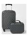 Partner 4-Piece Textured Checkered Luggage Trolley Set, Black