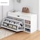Generic Wooden Shoes Rack Bench With Shoe Changing Stool, Foldable Seat, Shoe Rack Cabinet, Nonwoven Fabric Cover Closet, 80X34X53cm, Brown