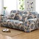 3-Seater Exquisitely Floarl Designed Wrinkle-free Anti-slip 360-degree Full Coverage Sofa Slipcover Beige/Blue