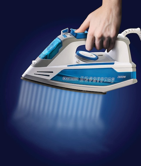 Black &amp; Decker 2800W 2 Way Auto Shut-Off Anti Drip, Anodized Sole Plate Variable Steam Iron, Blue - X2800-B5, 2 Years Warranty