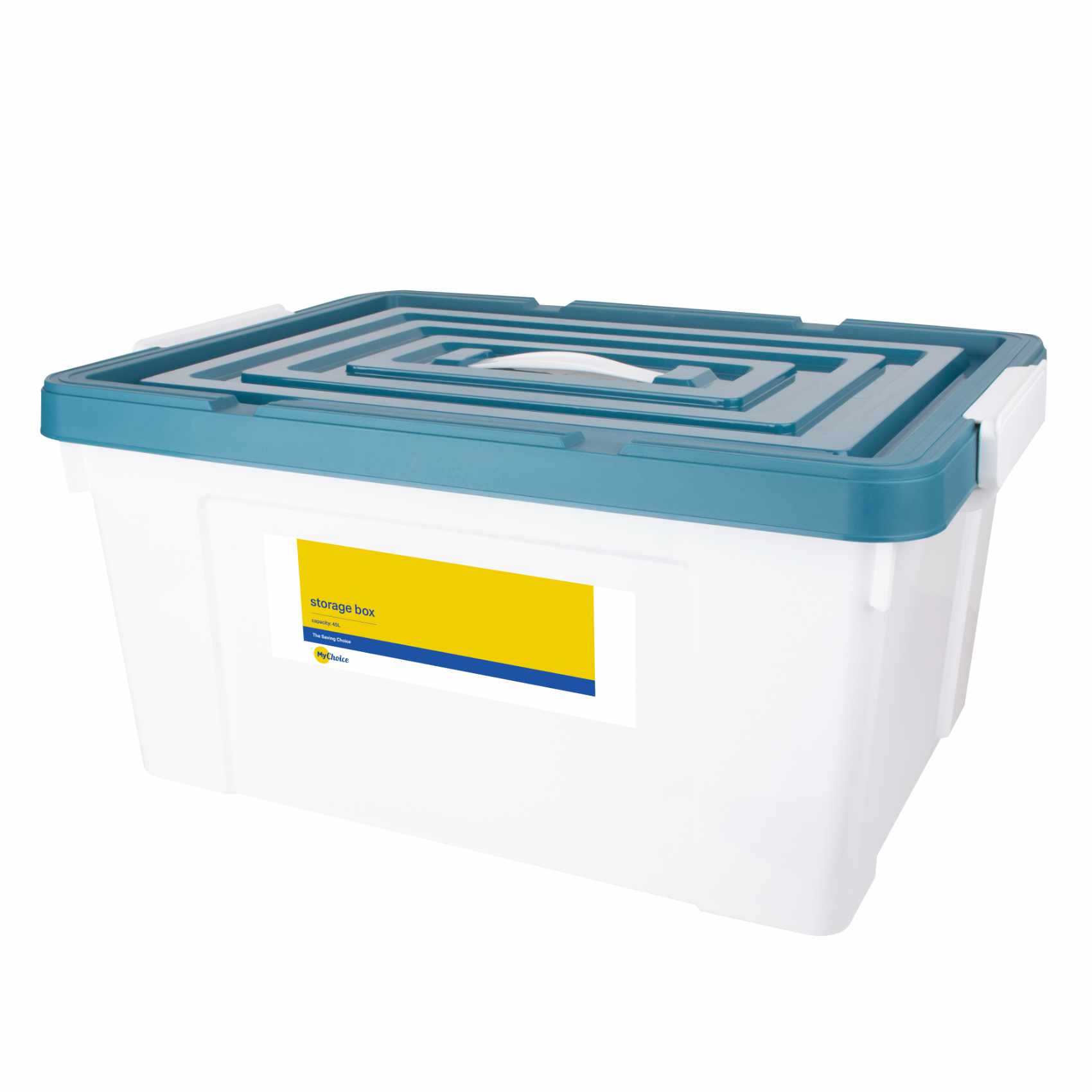 MyChoice Storage Box With Lid White And Blue 45L
