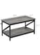 Sky-Touch Coffee Table With Storage Shelf, Modern Central Table With 2 Tier Shelves, Black Metal Table Legs, Wooden Table Top And Metal Frame, Industrial Wooden Coffee Table