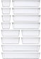 Doreen 14 PCS Clear Plastic Drawer Organizer Tray for Makeup Kitchen Utensils Jewelries and Gadgets for kitchen dresser bathroom office(GC1436A)