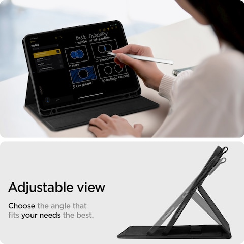 Spigen Liquid Air Folio designed for iPad Air 4th Generation 10.9 inch case cover (2020) with Pencil Holder - Black