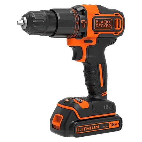 Black+Decker 2 Speed Hammer Drill 18V With 2 Batteries And Kit Box Black