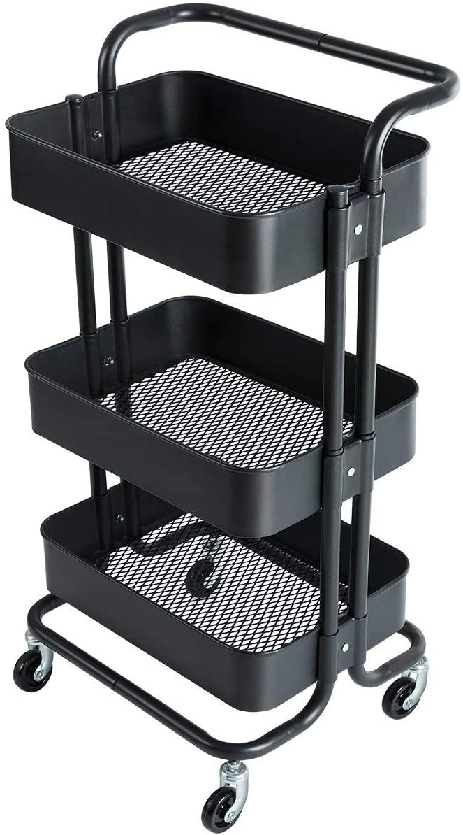 Buy Rubik 3-Tier Rolling Storage Cart Moveable Trolley With Utility ...