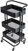 Rubik 3-Tier Rolling Storage Cart Moveable Trolley With Utility Handle And Wheels For Kitchen Bathroom, Black