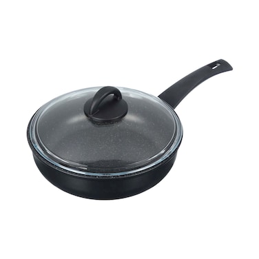 قلاية عميقة بمقبض واحد كوك أون روك اندكشن + غطاء بيركس من ايلا، 24  سم ، أسود