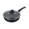 قلاية عميقة بمقبض واحد كوك أون روك اندكشن + غطاء بيركس من ايلا، 24  سم ، أسود