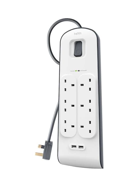 Belkin Surge Protector 6 X 2.4Amp + 2 X 2.4 Amp USB A With Power Cord Bsv604Af2M White