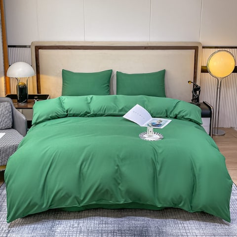 Deals For Less Luna Home Premium Quality Basic Single Set Of 4 Pieces, Duvet Cover Set, Green