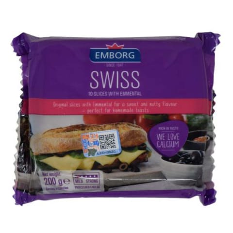 Emborganic P/Sliced Cheese Swiss Em 200G