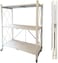Generic Multi-Shelf Foldable Storage Shelves For Garage Kitchen Home Closet, Metal Wire, Collapsible Organizer Rack On 4'' Wheel Casters, Metal Organizer Wire Rack, Black/White (3-Shelf(White))