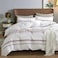 LUNA HOME King Size 6 Pieces Bedding Set Without Filler, White Color Simple Elegant Design