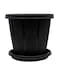 Cosmoplast Woodgrain Pot with Tray 10 inches Dark Brown