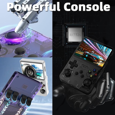 R36S Handheld Game Console 3.5 inch Preinstalled Emulator System Transparent Purple