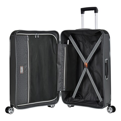 Eminent Hard Case Large Checked Travel Bag Luggage Trolley Polypropylene Lightweight 4 Quiet Double Spinner Wheels Suitcase With TSA Lock B0002 Gray