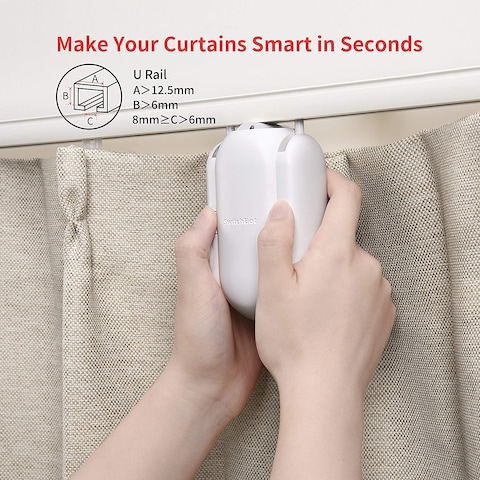 SwitchBot Curtain Smart Electric Motor, Wireless App or Automate Timer Control, Add Hub Mini/Plus Compatible with Alexa, Google Home, HomePod, IFTTT (U-Rail)