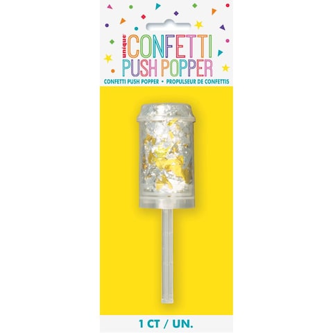 Unique- 1 Gold &amp; Silver Foil Confetti Push Popper