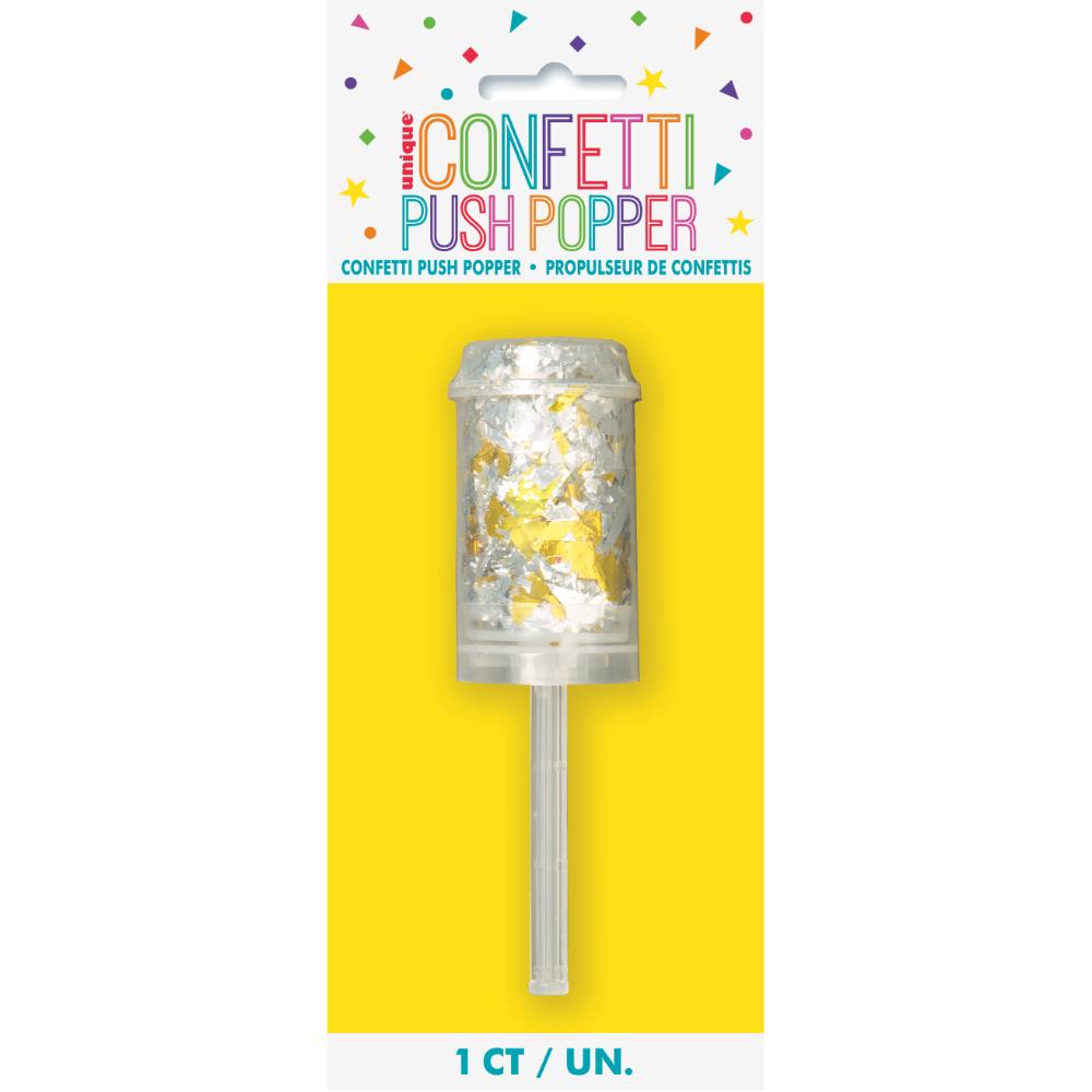 Unique- 1 Gold &amp; Silver Foil Confetti Push Popper