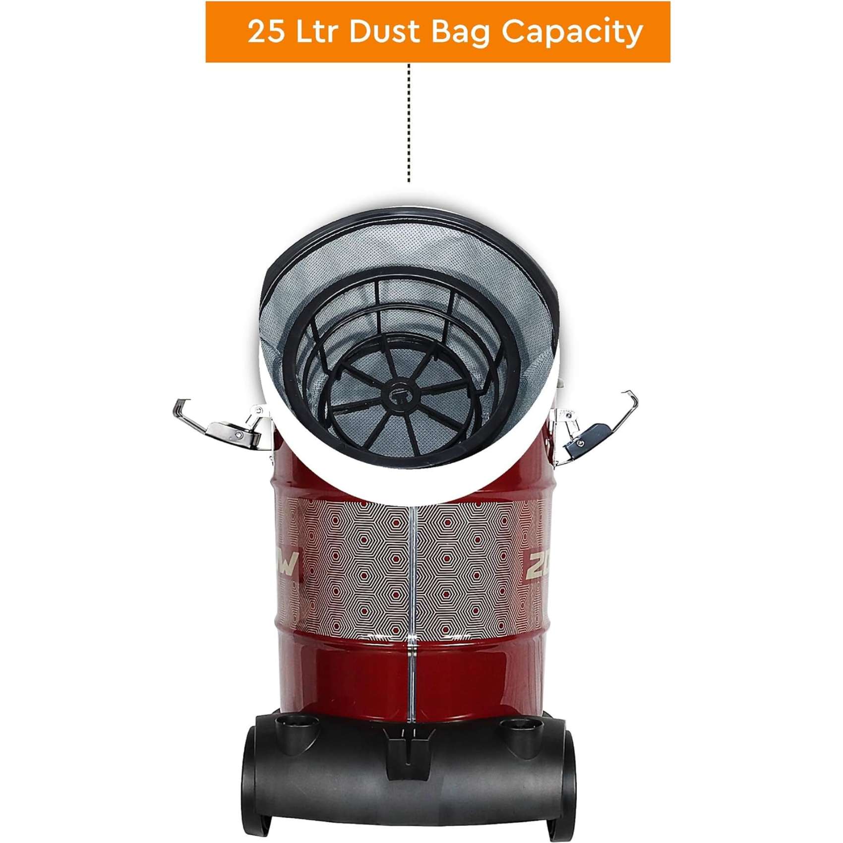 Nobel 25 Litre Drum Vacuum Cleaner With 25 Ltr Dust Bag Low Noise NVC2525 Red