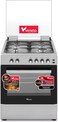 Veneto 60cm 4 Burner Gas Cooker with Wide Cast Iron Pan Support, Closed Door Grilling, Made in Turkey - VG66C