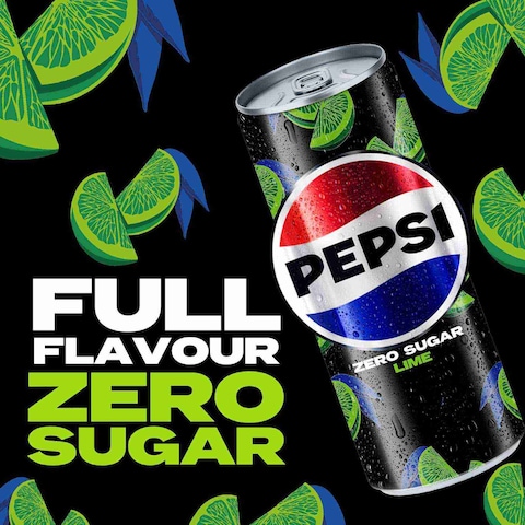 Pepsi Zero Lime Cola Beverage Cans 330ml Pack of 6