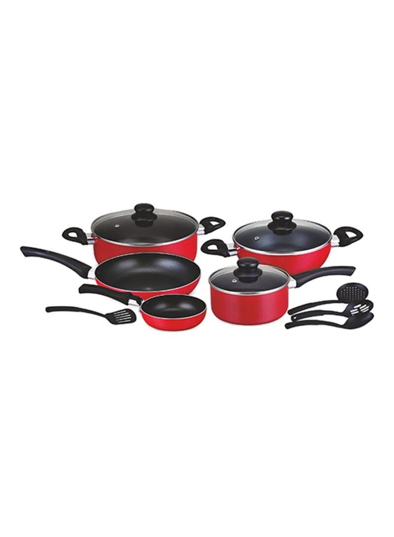 Buy Delcasa 12-Piece Cookware Set Red/Black Online | Carrefour UAE