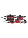 Delcasa 12-Piece Cookware Set Red/Black