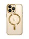 iPhone 13 Pro Clear Case with MagSafe Wireless Charging Compatible Back Cover with Electroplating Shockproof Frame Gold