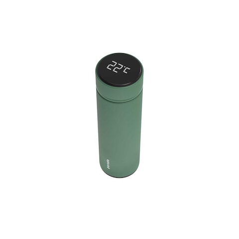 Porodo Smart Water Bottle, Cup With Temperature Indicator, Up To 12 Hours Of Thermal Insulation, Sports Drink Flasks, 500Ml, Touch Sensitive Display, Non-Slip Base - Green