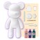 DIY PAINT YOUR OWN BEARBRICK BEAR FIGURE KIT (7 inch - 18 cm) Pour Over Acrylic Fluid Paint and create a unique display piece. COLORS: Light-Pink, Dark-Purple, Blue-Green