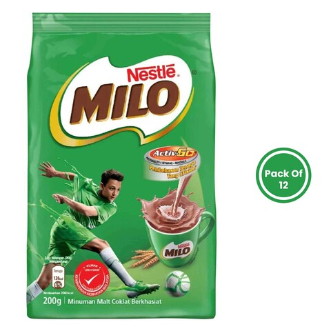 Nestle Milo Activ Go Chocolate Powder 200g x Pack of 12