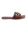 AMICA Nora Women's Square Open Flat Slide Leather Sandals with Embellished Trim Perfect for Business Casual, Evening, Event in Brown