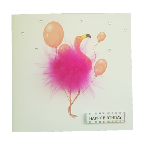 Fluffy Flamingo Party Birthday card