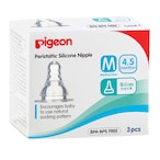 Buy Pigeon peristaltic silicone nipple slim neck M size 4.5+ months 3 pieces in Saudi Arabia